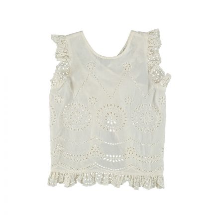 Stella McCartney Cream Cross Back Eyelet Top